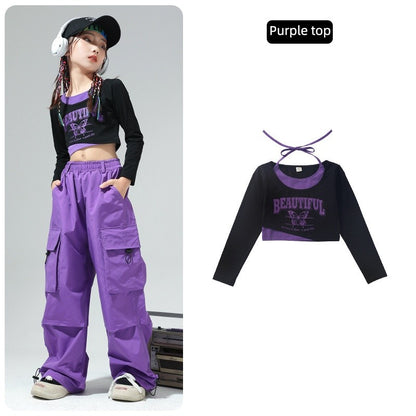 Roupa de Bebê Roupa Infantil da Moda Calças Cargo Menina Dança Hip-hop Roupa Larga de Rua Calças Infantis Casuais Meninas