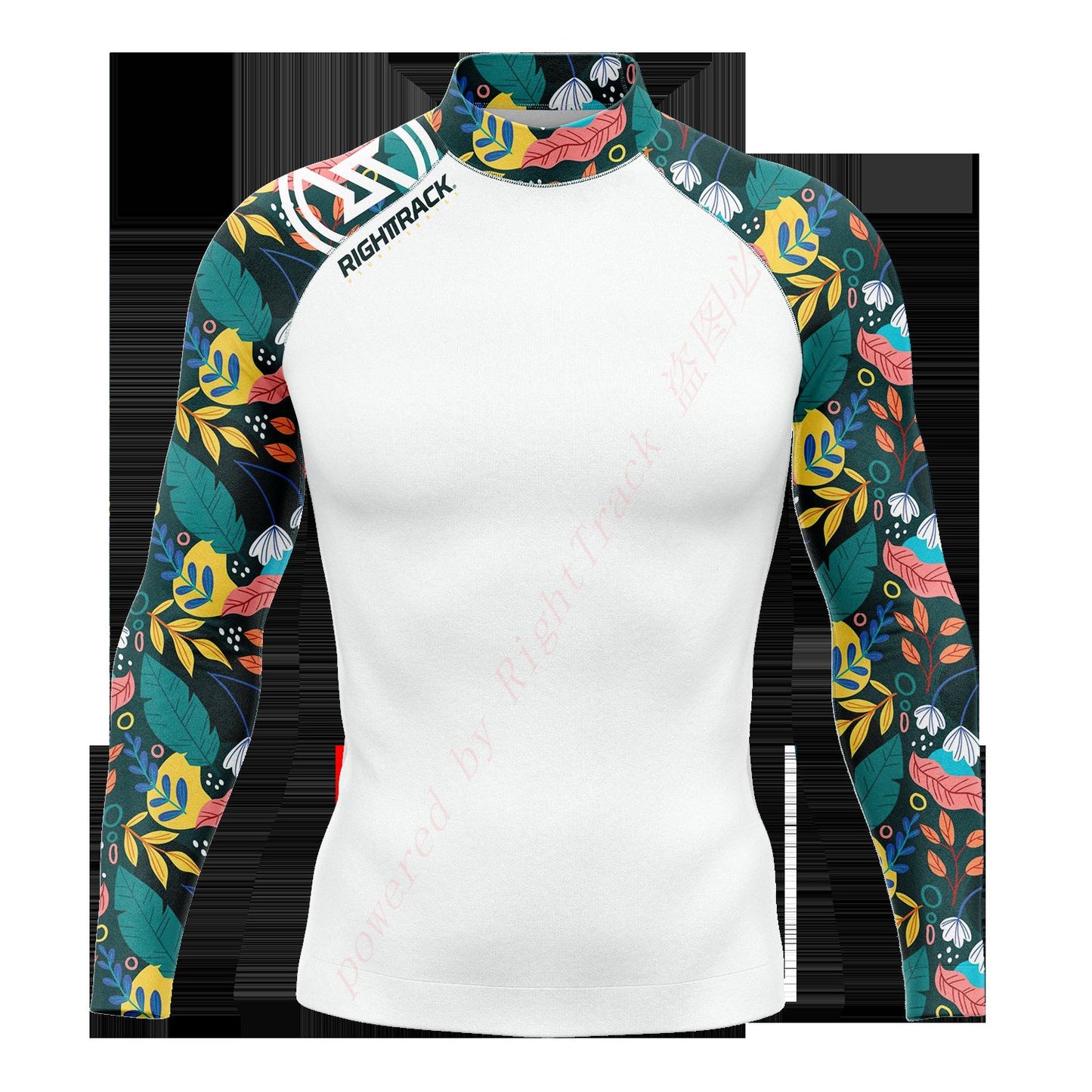 Hot Men's Surfing Shirt Nautical Diary Lycra Rashguard RIGHTTRACK For Surf Sportswear Beach UV Swimwear UPF50+ Clothes