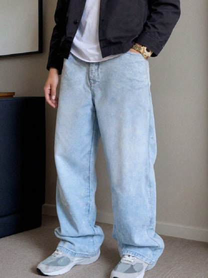 Men's Casual Vintage Loose-Fit Jeans with Pockets
