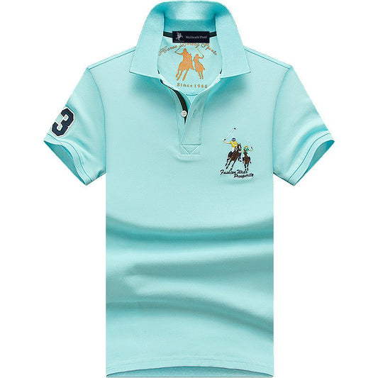 Summer Polo Shirt Men Cotton Casual Embroidery Polo T Shirt Solid Short Sleeve Lapel Button Shirt Business Fashion Designer Male