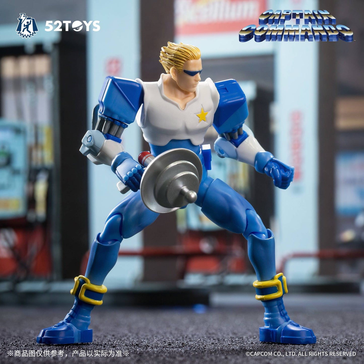 52TOYS Action Figure CAPCOM Captain Commando, 1PC Decoração de Mesa Colecionável, Presente Criativo para Aniversário, 3.75inch/10cm