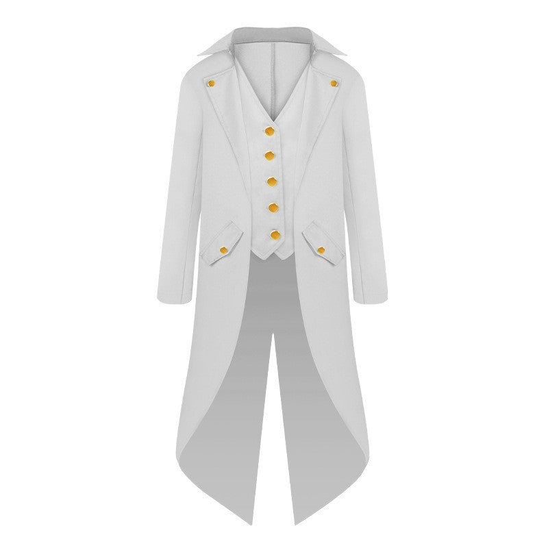 Steampunk Gothic Medieval Tailcoat Jacket Vest Suit Adult Children Men Halloween