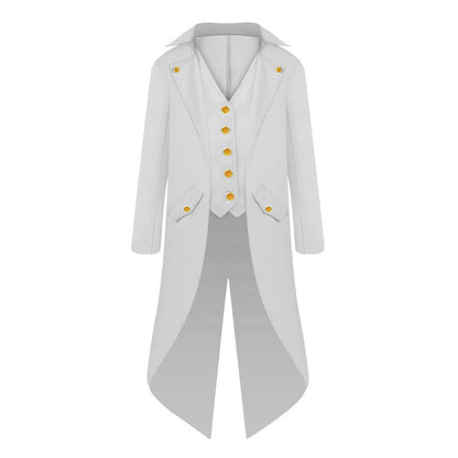 Steampunk Gothic Medieval Tailcoat Jacket Vest Suit Adult Children Men Halloween