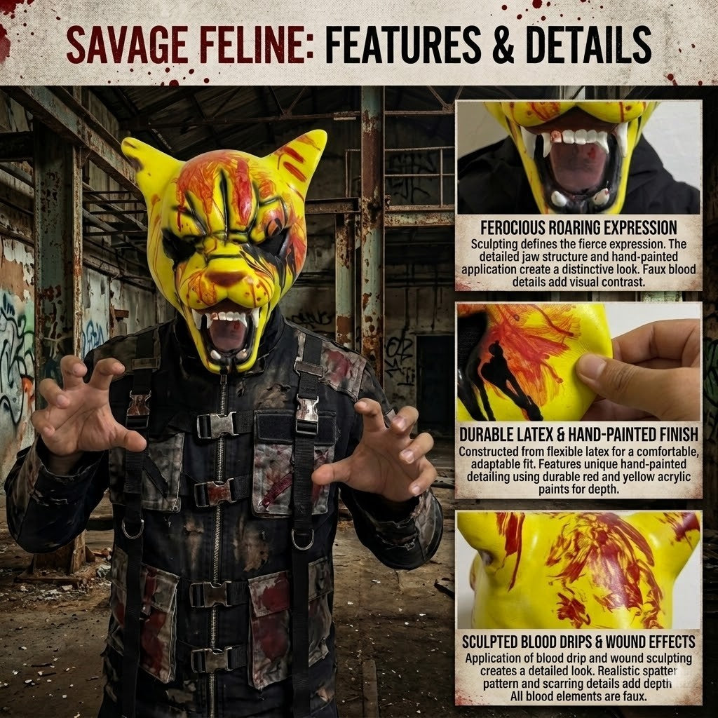 Hotline Miami Tony Tiger Mask Game Cosplay Funny Animal Head Cover Horror Tiger Mask Halloween Party Prop Bloody Tiger Mask