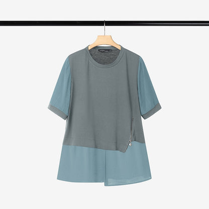 ZANZEA Women Summer Patchwork Blouse 2025 Casual O Neck Short Sleeve Tops Blusas Fashion Elegant Work Shirt Mujer Female Chemise