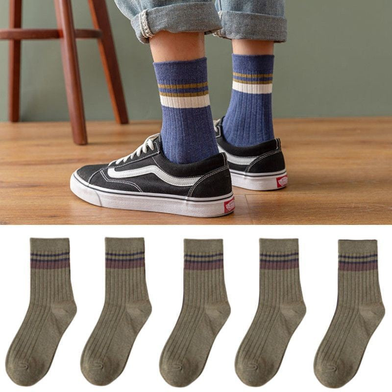10 Pair Men's Striped Socks Spring Fashion Casual Socks High Quality Harajuku Retro Socks Man
