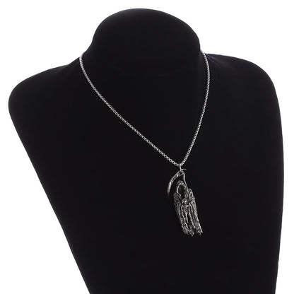 Colar Pingente Ceifador da Morte Gótico Misterioso Diabo Masculino Personalidade Punk Retro Halloween Joias da Moda