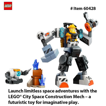 LEGO 60428 City Robô Espacial, Kit de Construção de Robô para Crianças a partir de 6 Anos, Conjunto com Boneco de Ação e Boneco de Piloto
