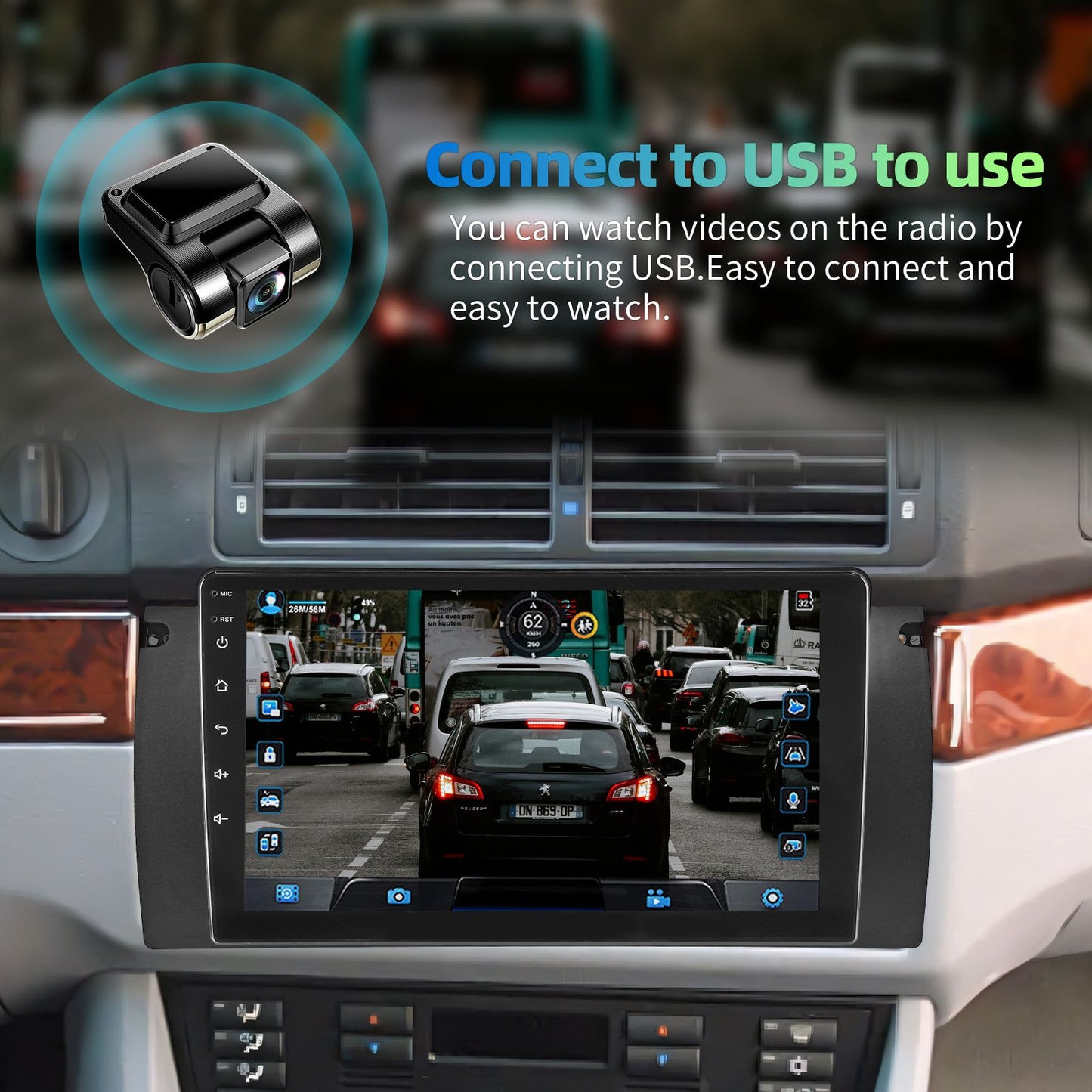 4+64GB For BMW E38 E39 E53 X5 Apple Carplay 9" Android 15.0 Car Stereo Radio Touch Screen GPS Navigation WiFi SWC BT FM+DVR&CAM