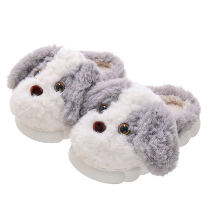 Kids Cotton Slippers Winter Boys Girls Non Slip Indoor Cute Dog Design Warm House Shoes for Children