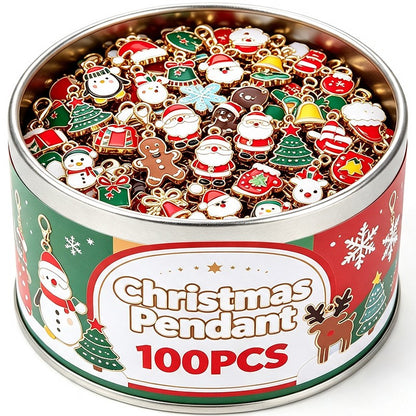 100/2Pcs Mixed Christmas Theme Keychains Clip-on Pendant Xmas DIY Making Pendants Necklaces Earrings Bracelets Handmade Jewelry