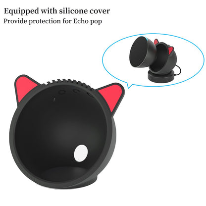 Base de Bateria Echo Pop Carregador Portátil Docking Station com Orelhas de Gato Fofas Capa Protetora de Silicone Suporte de Bateria para Echo Pop
