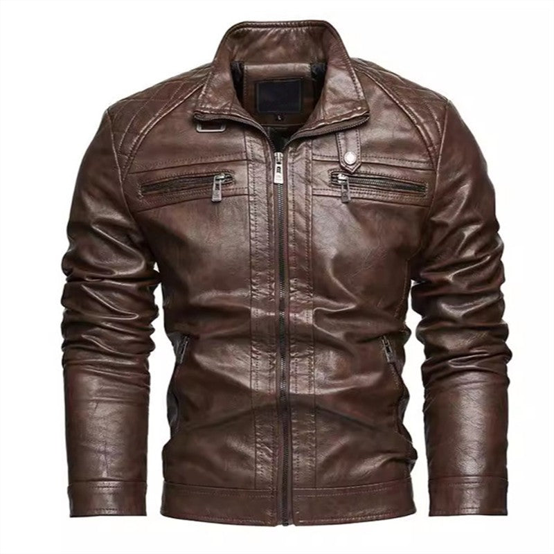 PU Leather Jacket Men Autumn Winter Motorcycles Faux Leather Coats Fashion Male Stand Collar Moto Biker Vintage Casual Outwear
