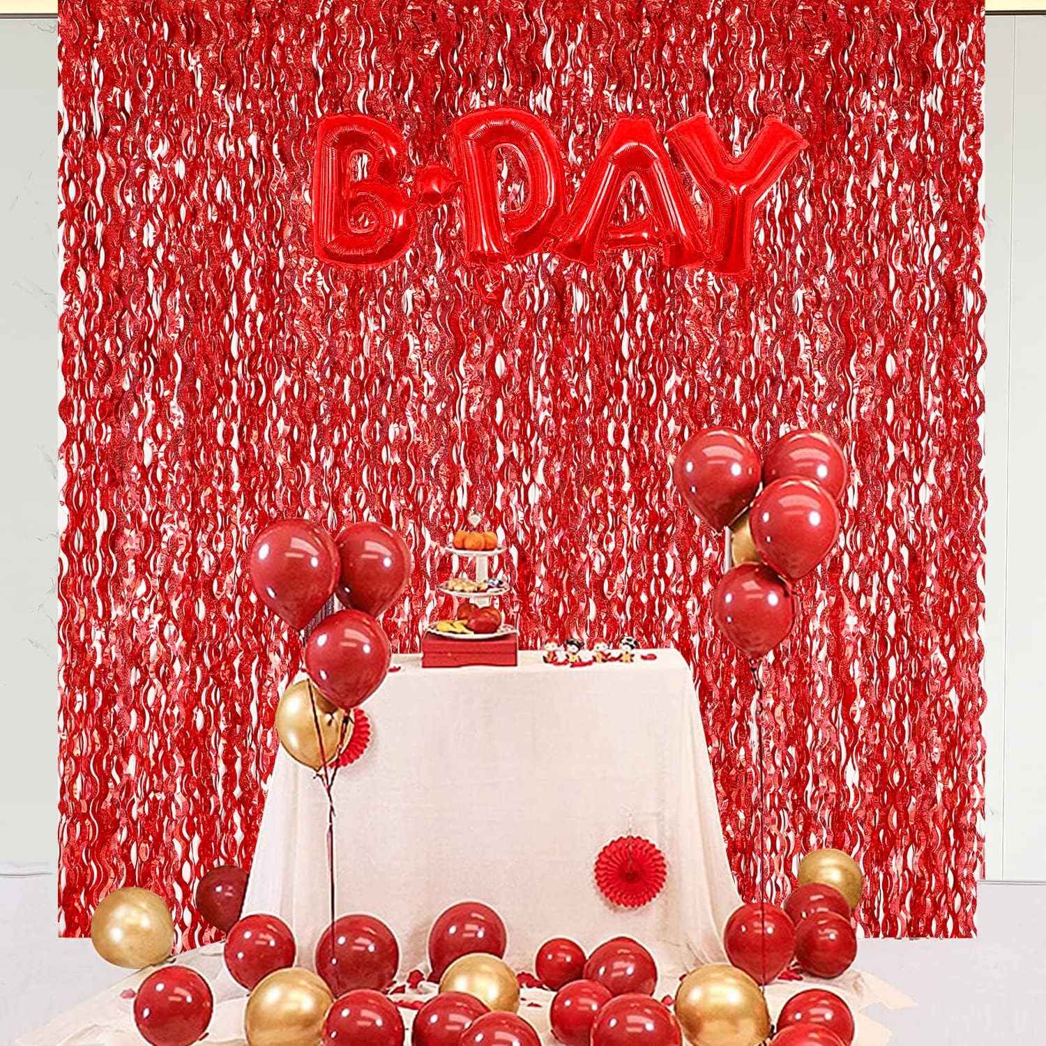 Metallic Tinsel Foil Fringe Curtains with star Party Photo Backdrop Party Streamers for Birthday New Year Eve Wedding Decor
