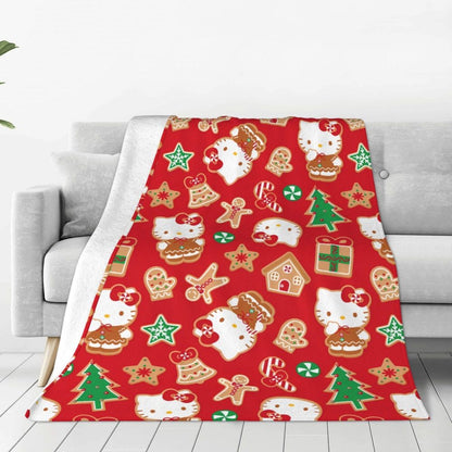 Christmas Hello Kitty Blankets Quality Warm Throw Blanket Winter Travel Office Couch Bed Graphic Bedspread