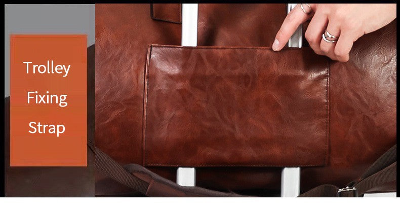 Vintage Suit Travel Bag with Large Capacity Waterproof PU Fabric Independent Shoe Case for Business Trip Suit Protection Bag