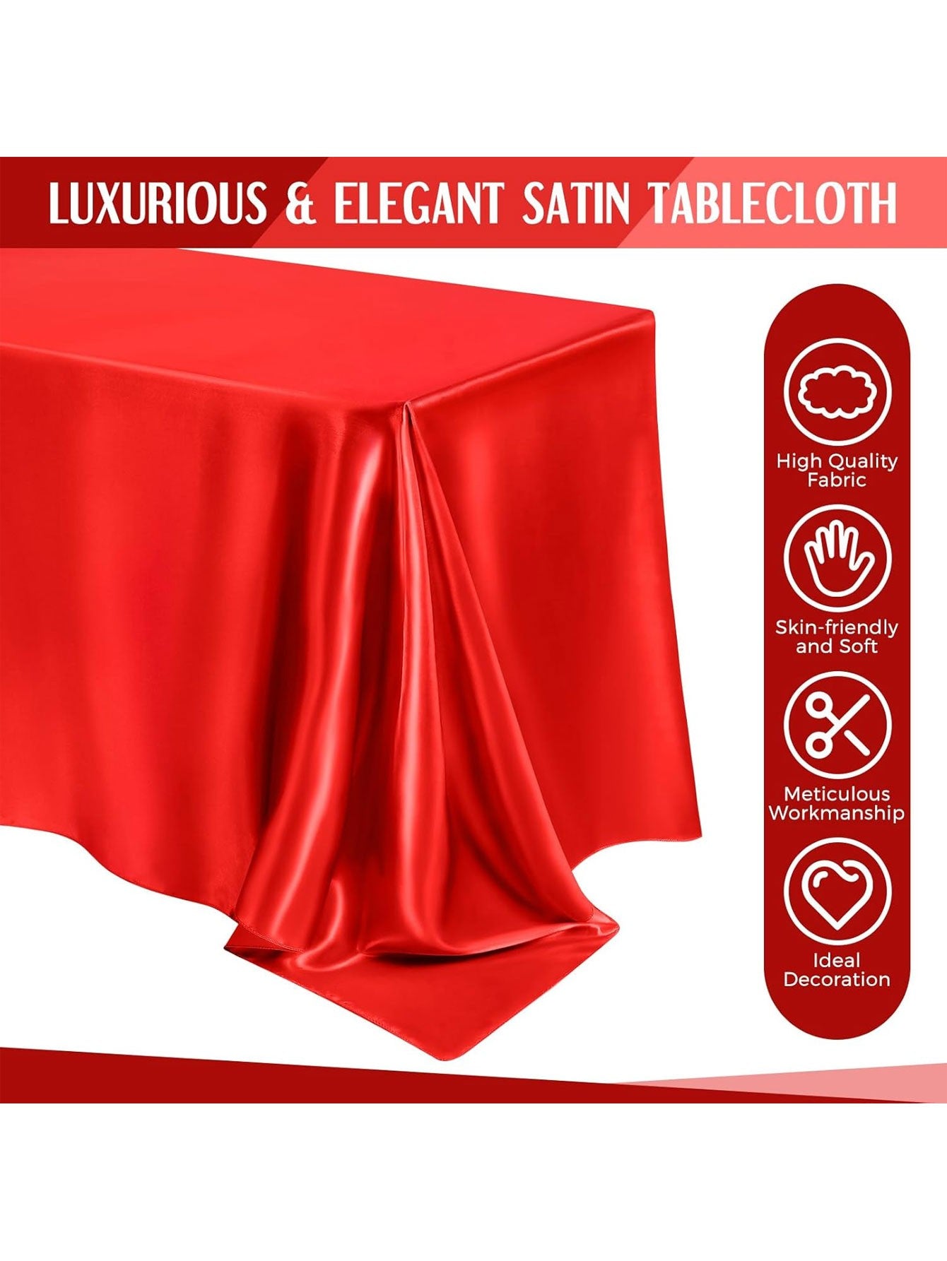 1pc Red satin tablecloth Birthday wedding banquet restaurant festive party served with dining table cover