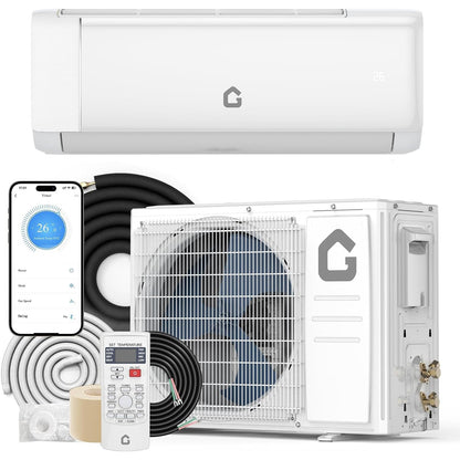 Ar Condicionado Mini Split Quente e Frio 9000 BTUs, 18.5 SEER2, 208-230v, Unidade AC sem Duto para 42 m², WiFi, Controle Remoto, Inversor Silencioso