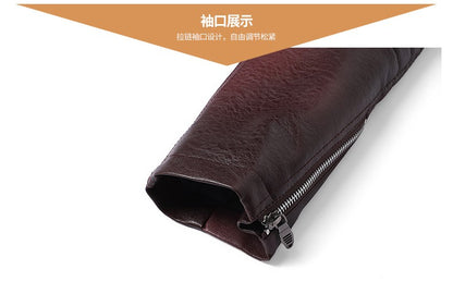 Quality New Male Casual Leather Jackets 7XL Autumn Winter Men Stand Collar Motorcycle Leather Jackets Vintage Leather Coat