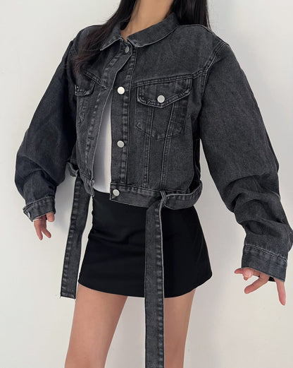 2 colors Women's casual Jean Coats 2025 Spring Women Denim Jacket Long Sleeve cropped Female Girls streetwear(N2418)