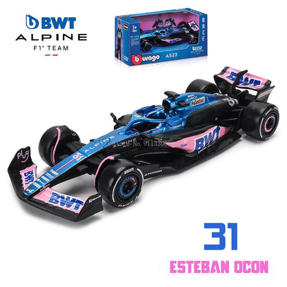 Bburago 1:43 F1 Aston Martin Aramco F1 Team AMR23 2023 #14 Alonso #18 Stroll Carro de Liga Metálica Modelo Fundido Colecionável