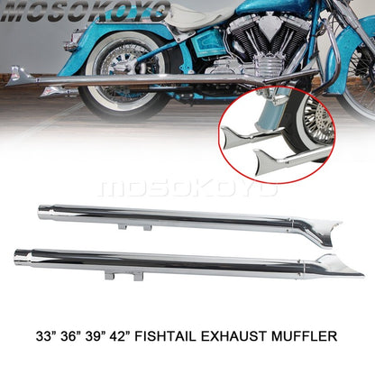 Fishtail Exhaust Pipes 42" Mufflers For Harley Softail Standard Deuce Springer Rocker Night Train Deluxe Heritage Classic 07-17
