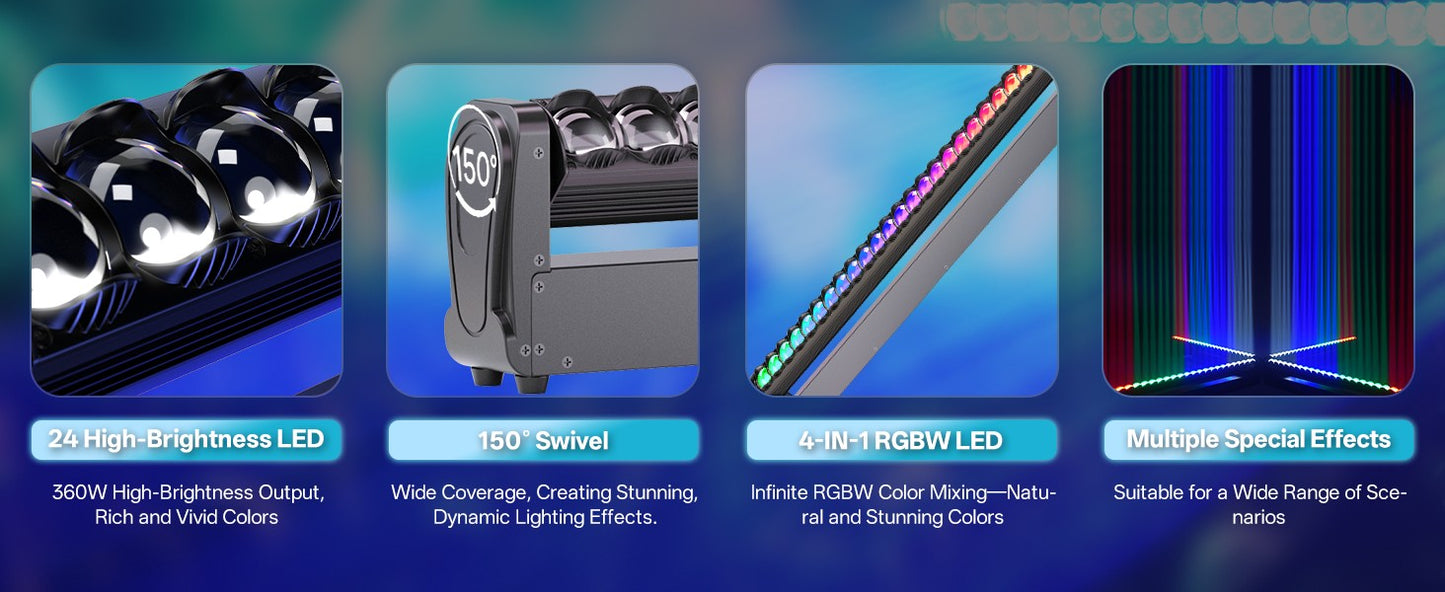 4PCS 9LEDs RGBW 4IN1 DMX Wall Wash Lamp DJ Disco Party Stage Light Effect for Concert Wedding Theater Xmas Live Show Bar Club