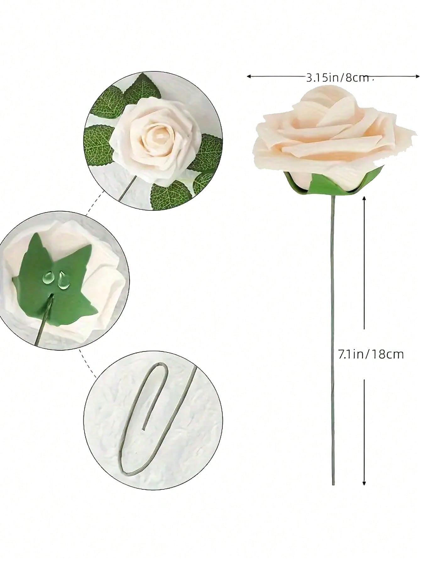 25pcs Artificial Roses, Green Gradient Artificial Rose Set - DIY Wedding Bouquet, Suitable For Wedding, Cake, Party Decoration