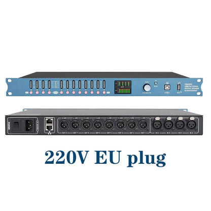 DP48X Processador de Áudio Digital Profissional 4 Entradas 8 Saídas Processador Drive Rack com RIR DEQ Sistema de Gerenciamento de Alto-falantes 192KHZ