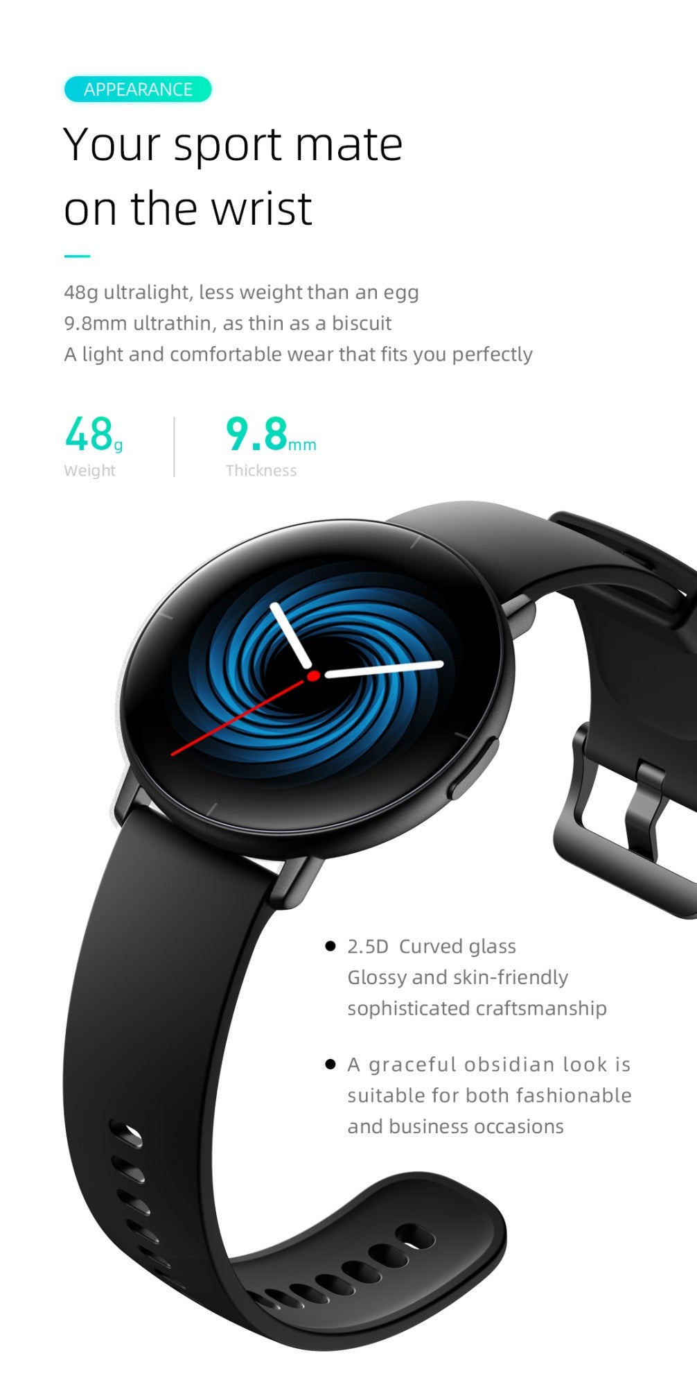 Mibro Lite Smartwatch Global Version 1.3Inch AMOLED HD Display IP68 Waterproof App Control Fitness Monitoring Bluetooth Watch