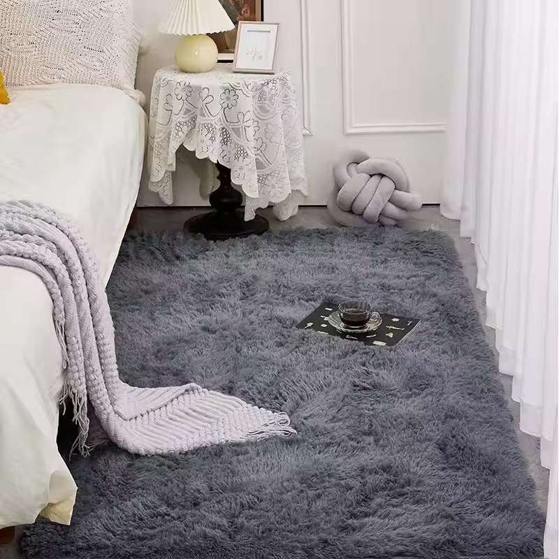 VIKAMA Tie-dyed Fluffy Carpets For Living Room Decor Bedside Rug Warm Plush Floor Mats Children's Room Play Mats Furry Carpet