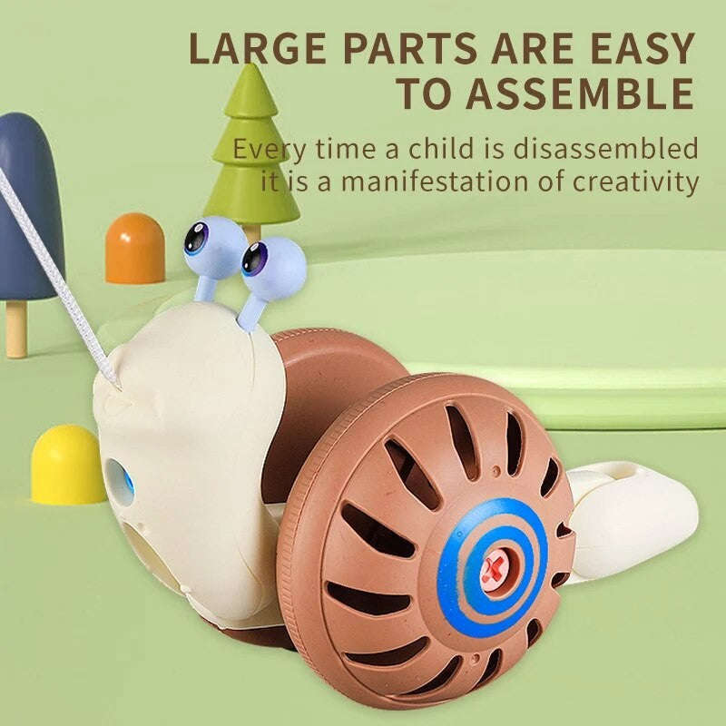 1 PCS Rope Assembly Pull Thread Snail Children's Puzzle Assembly Rattle Baby Outdoor Toddler Toy Children's Gift