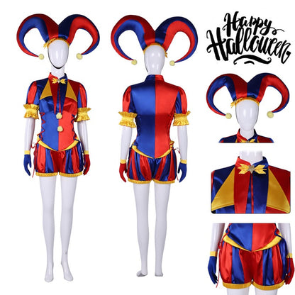 Hazbin Hotel Fizzarolli Cosplay Costume The Amazing Digital Circus Pomni Pierrot Harlequin Clown Outfit Halloween Party Costume
