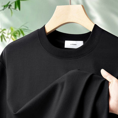 64% Cotton 25% Bamboo Fiber Cool T Shirt Men Short Sleeve Summer Tops For Men Round Neck Skin Friendly Solid Color Male Clothes