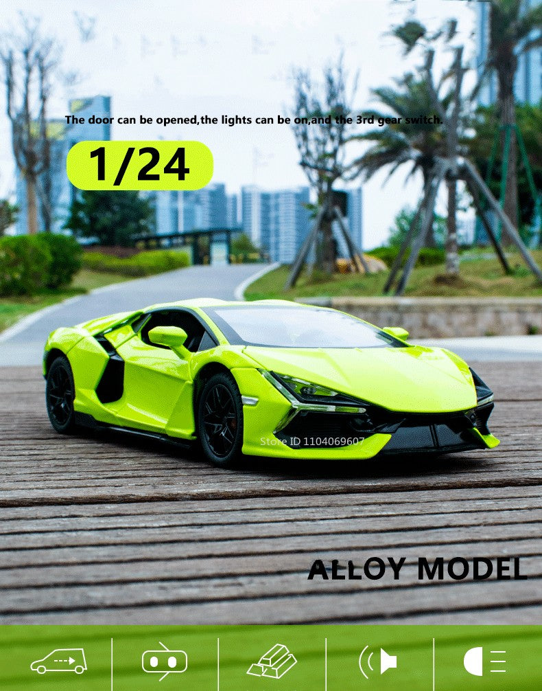 Miniatura 1:24 Lamborghini Revuelto Modelo Liga Carro Esportivo Diecast Brinquedo Portas Abertas com Recuo e Spray Veículos de Presente para Crianças