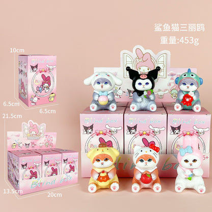 Kit com 5 peças - Sanrio Cinnamoroll, Figura de Anime Pochacco Kuromi Pom Pom Purin Hello Kitty, Bonecos de Ação Modelo My Melody, Presentes