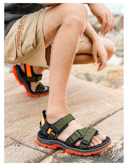 Summer Men's Sandals Trendy Casual Outdoor Sport Shoes for Holidays Beach Breathable Wear-Resistant Hiking & Walking Sandals