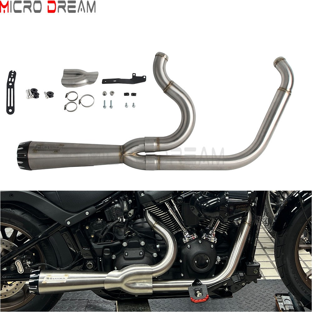 For Harley Softail Low Rider ST FXLRST 117 2025-26 Full Complete Exhaust System Swept-up Muffler Motorcycle Exhaust Pipes 2-In-1