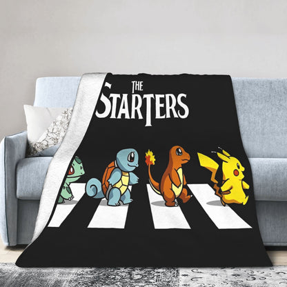 Cobertor de Flanela com Cena Clássica de Pokémon para Cama Super Quente, Mantas para Sofá, Cadeira, Piquenique, Colcha Engraçada, Capa para Sofá-Cama