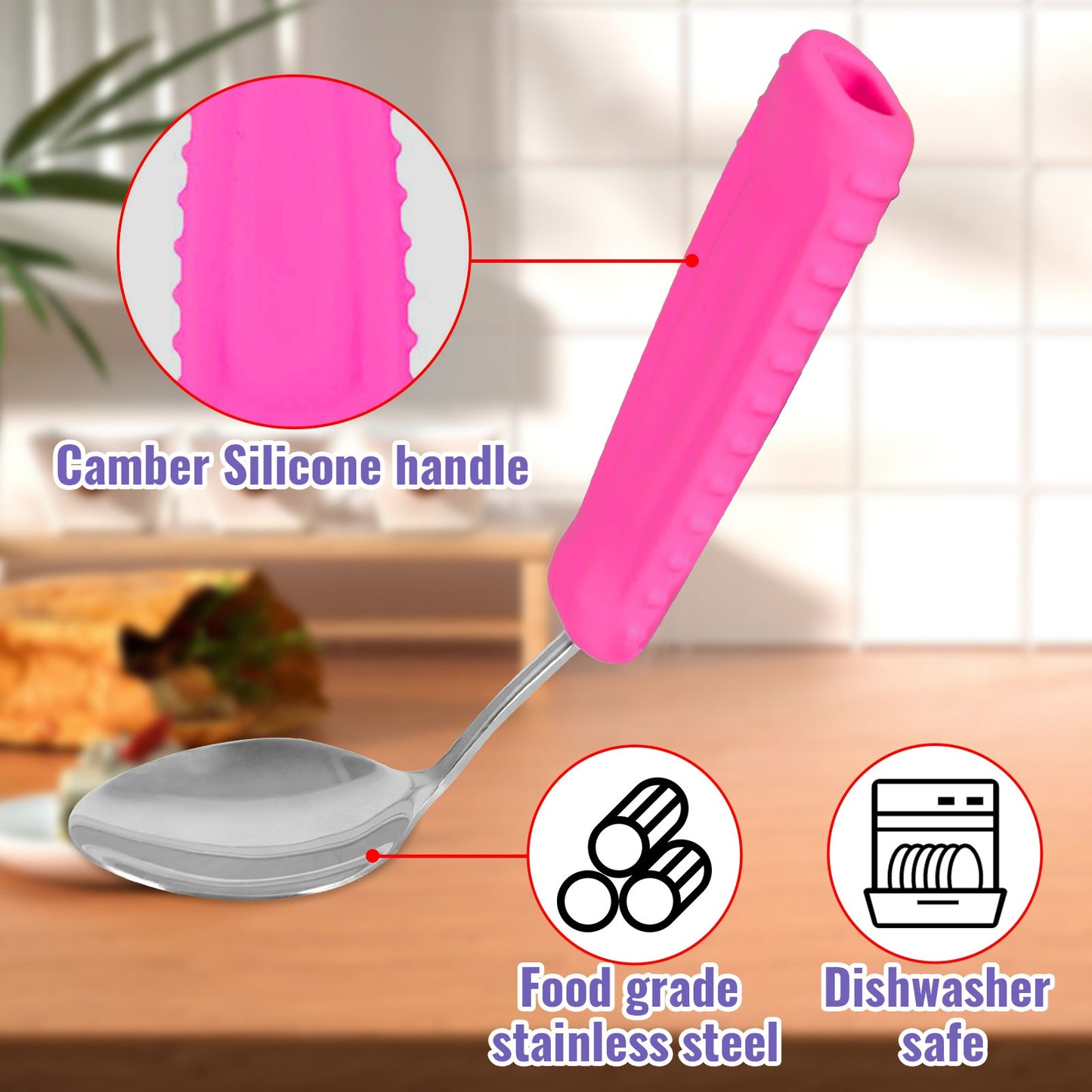 Conjunto de Colher e Garfo Angulados Ehucon Design Inclinado Confortável para Parkinson e Idosos Cabo Antiderrapante Fácil de Segurar