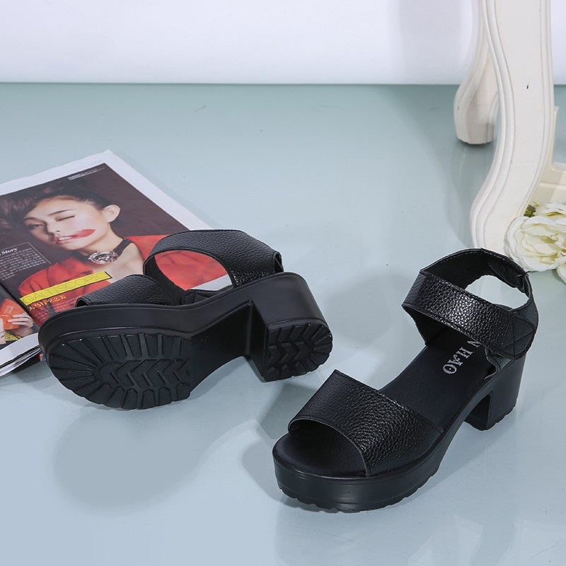 Summer New White High-heeled Women's Sandals Women's Chunky Heel Wedge Platform Sandals Fish Mouth Shoes Roman Sandals for Women