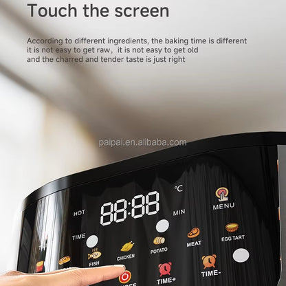 Large 15L Capacity Smart Home Appliances Stainless Steel French Air Fryer Machine Square-Shaped Visual Window Household