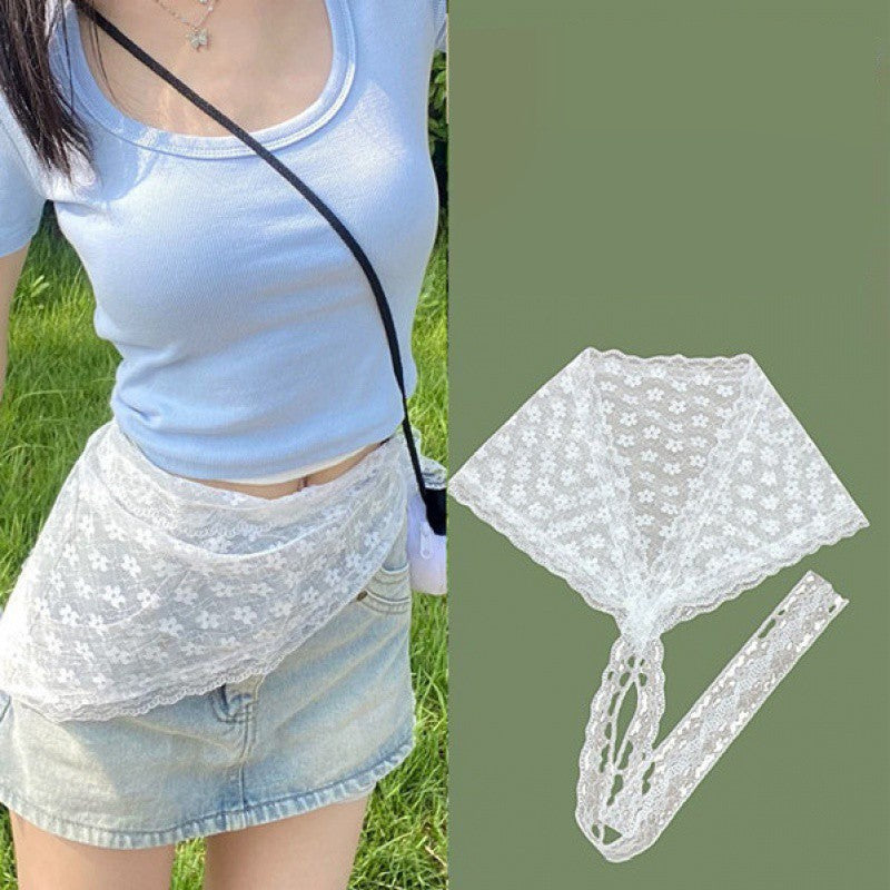 2025 Korean Ins Unique Lace Layered Gauze Skirts Lace Trim A-Line Short Cloth Mini Waist Skirts Harajuku Girl's White Skirts Y2K