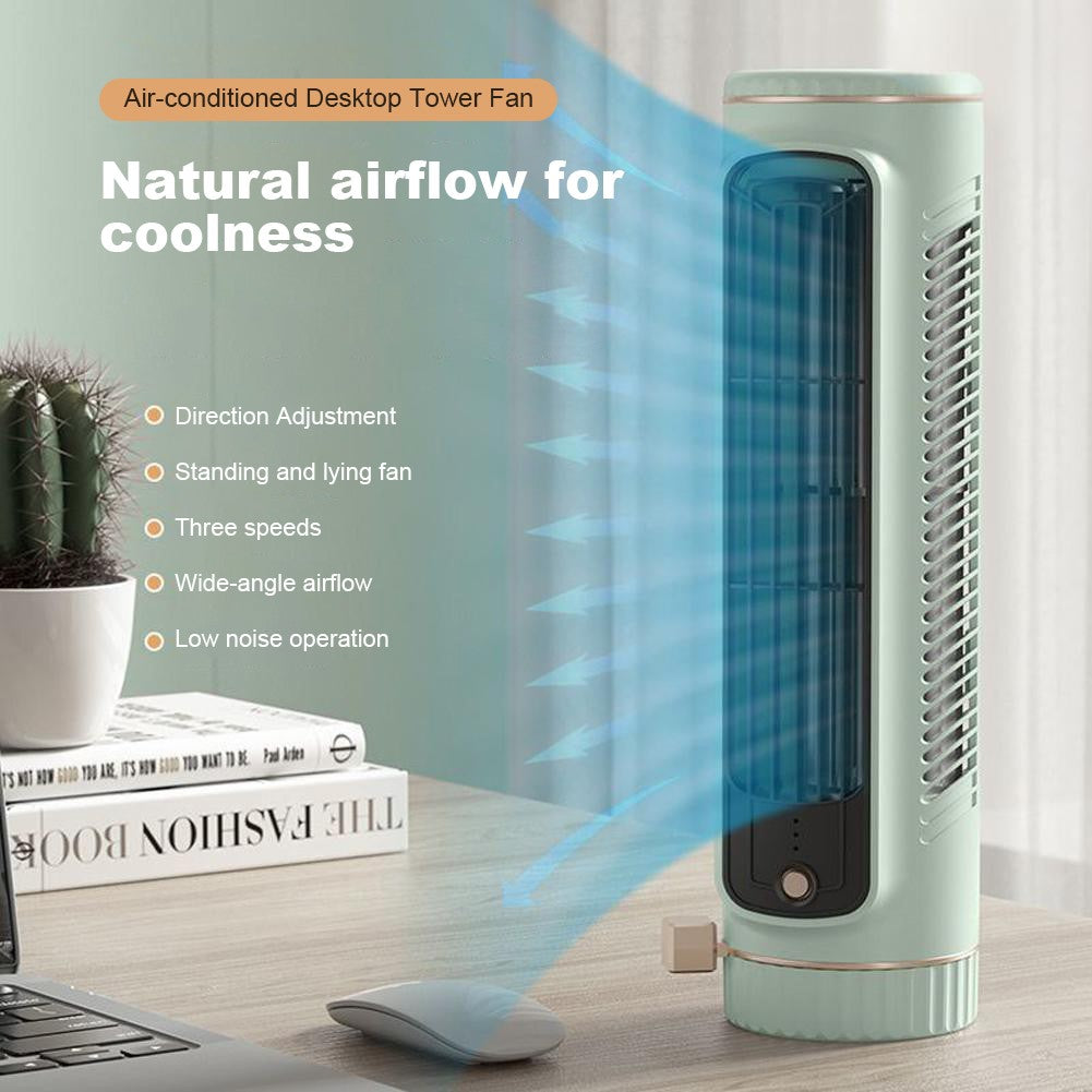 Ventilador de Torre Doméstico de Mesa Portátil, Ventilador de Ar Condicionado, Ventilador de Circulação, Ventilador Elétrico de Refrigeração a Ar com Carregamento USB para Quarto e Casa