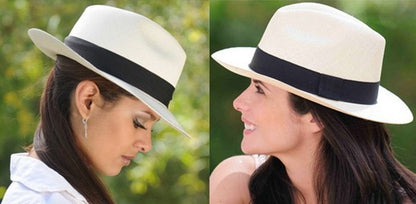 Hot  Fashion Summer Casual Unisex Beach Trilby Large Brim Jazz Sun Hat Panama Hat Paper Straw Women Men Cap With Black  Ribbon