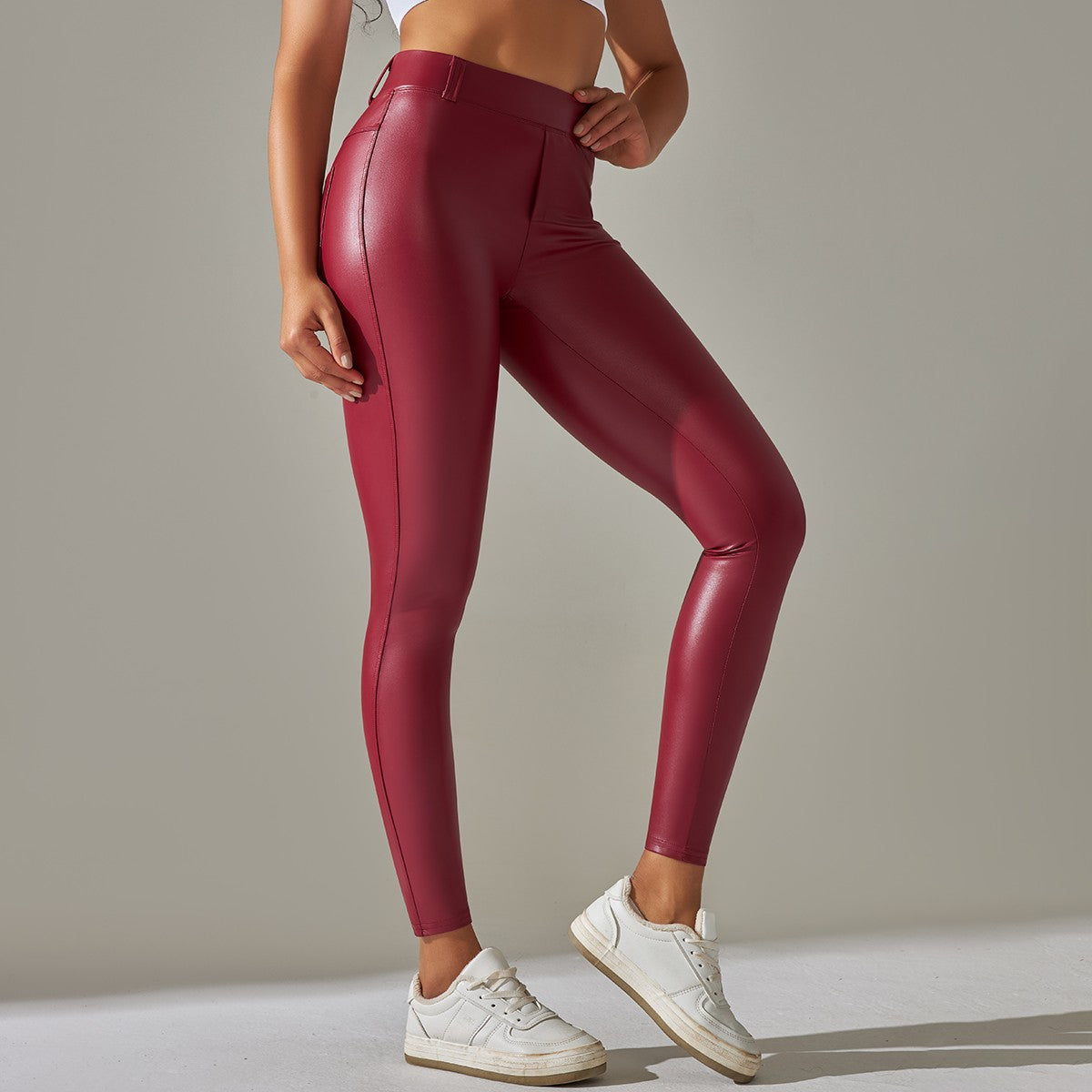 PU Leather Leggings Women Sexy Scrunch Butt Leggings Girls Faux Leather Pants High Waist Push Up Casual Leggings 6 Color