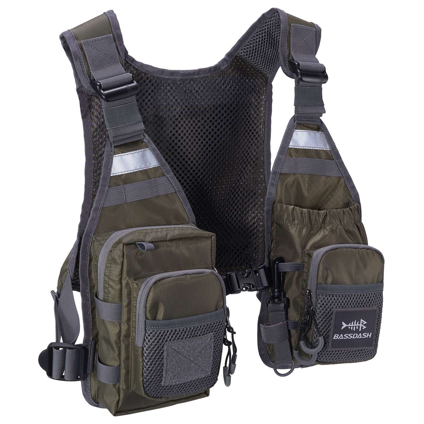 Colete de Pesca com Mosca Ultra Leve Bassdash FV08 para Homens e Mulheres, Colete de Peito Portátil Tamanho Único