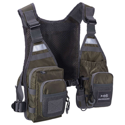 Colete de Pesca com Mosca Ultra Leve Bassdash FV08 para Homens e Mulheres, Colete de Peito Portátil Tamanho Único