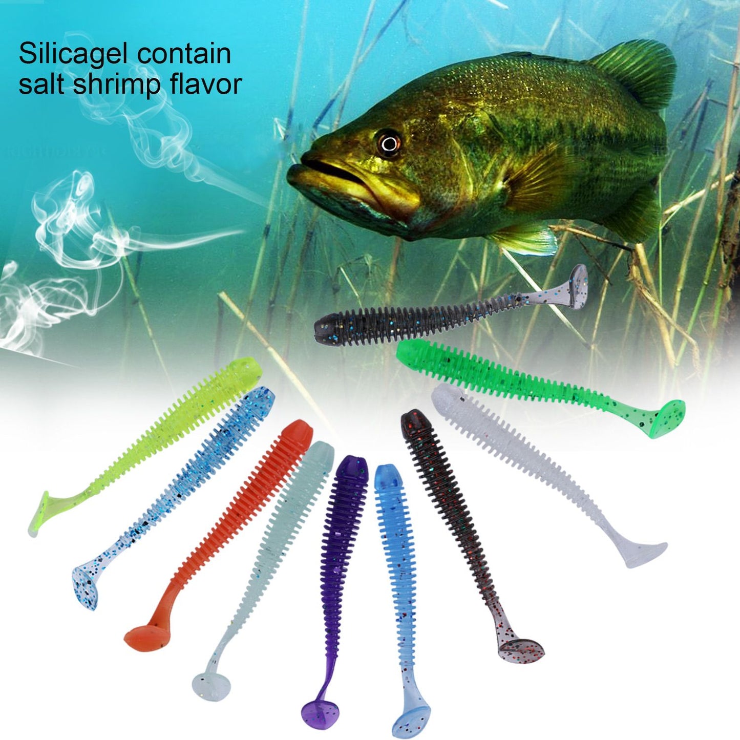 Sougayilang 10/50/100PCS Iscas Macias 5cm 0.6g Iscas Artificiais Realistas Wobblers Iscas Macias Silicone Carpa Pesca Iscas Macias