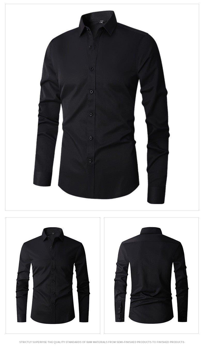 Men's Classic Long Sleeve Standard-fit Dress Shirts Formal Business Social Simple Basic Design White Work Office Casual Shirt